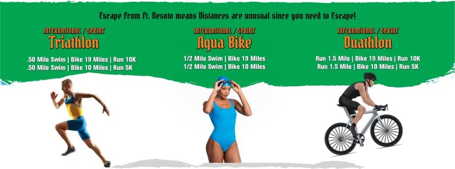 Athletes competing in a triathlon event